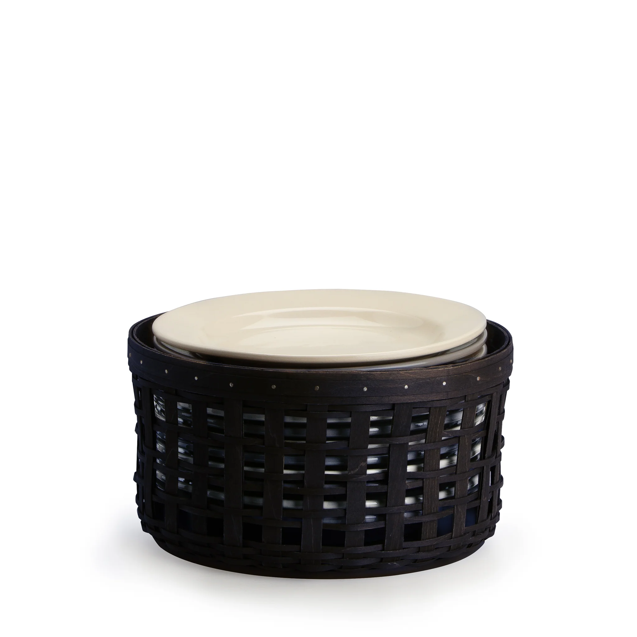 1896 Plate Storage Basket with Protector - Black