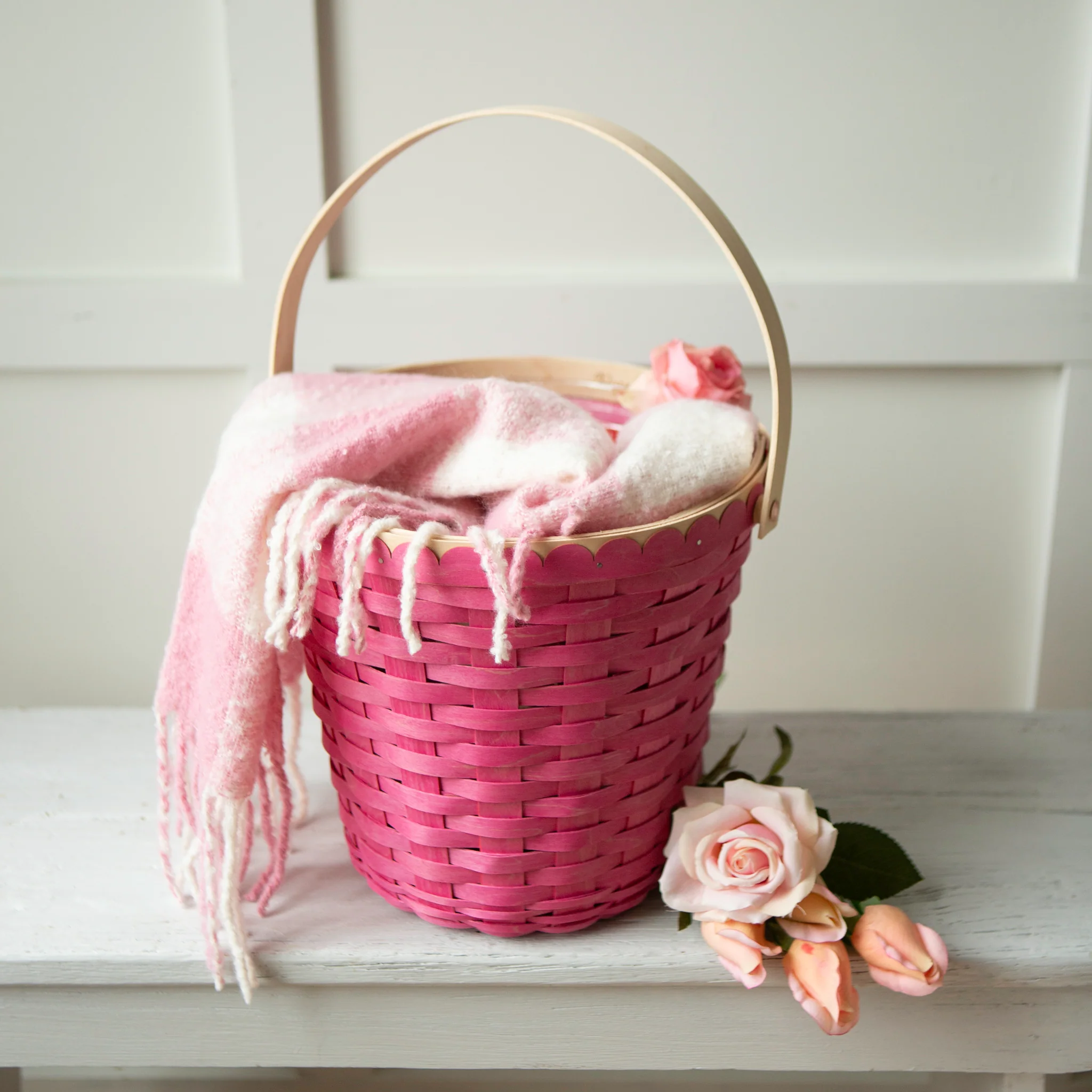 Large Spring Flower Basket with Protector - Rose - Image 5