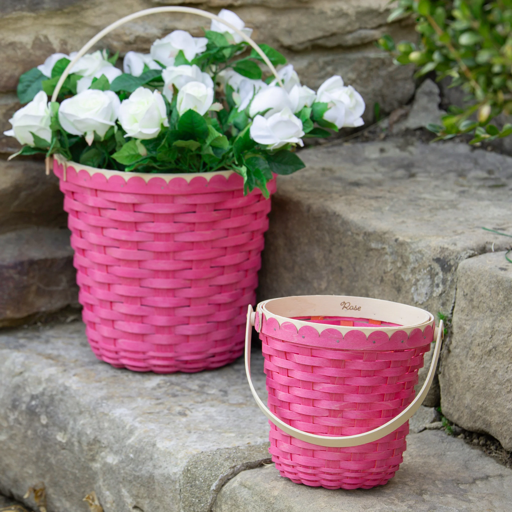 Large Spring Flower Basket with Protector - Rose - Image 7