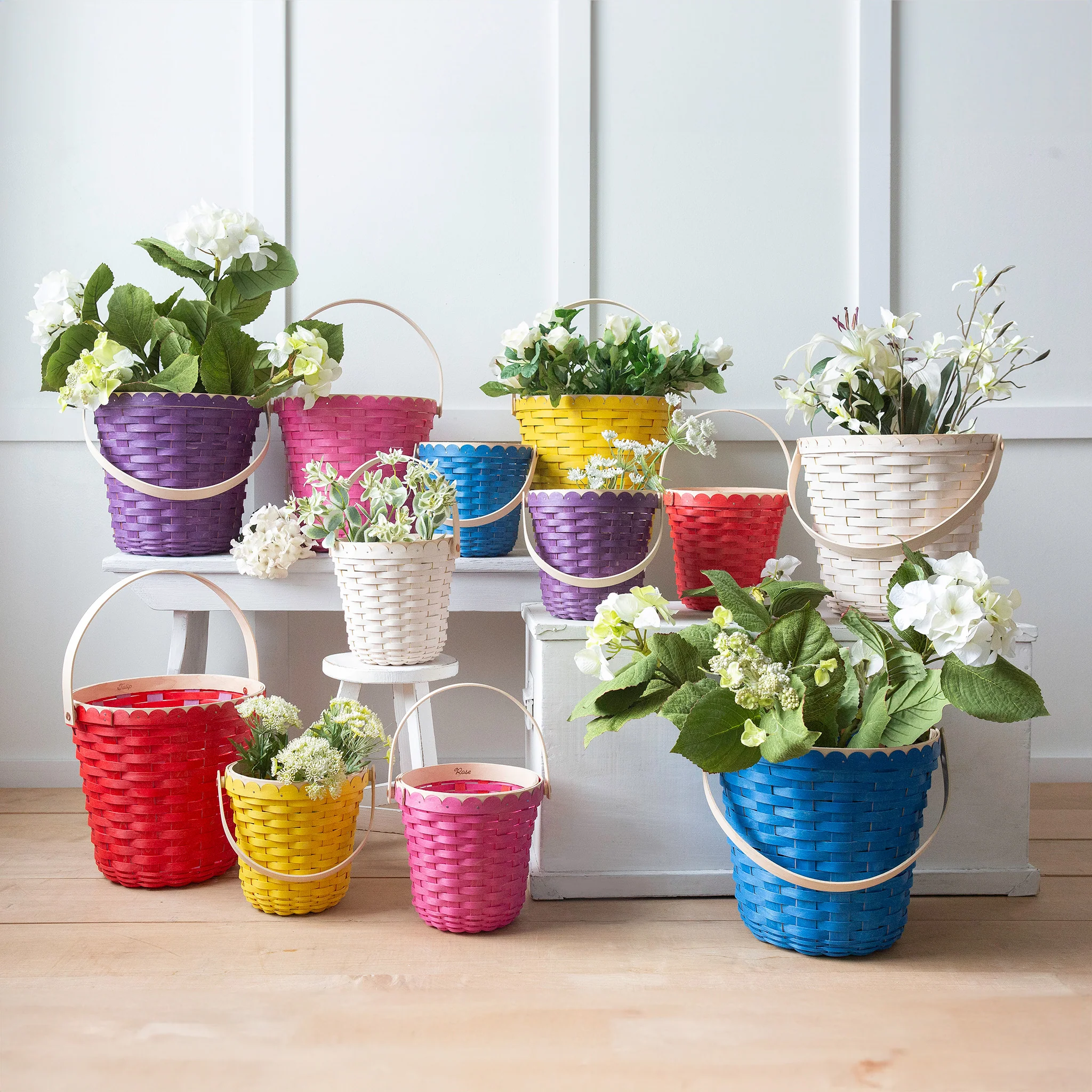 Large Spring Flower Basket with Protector - Rose - Image 9