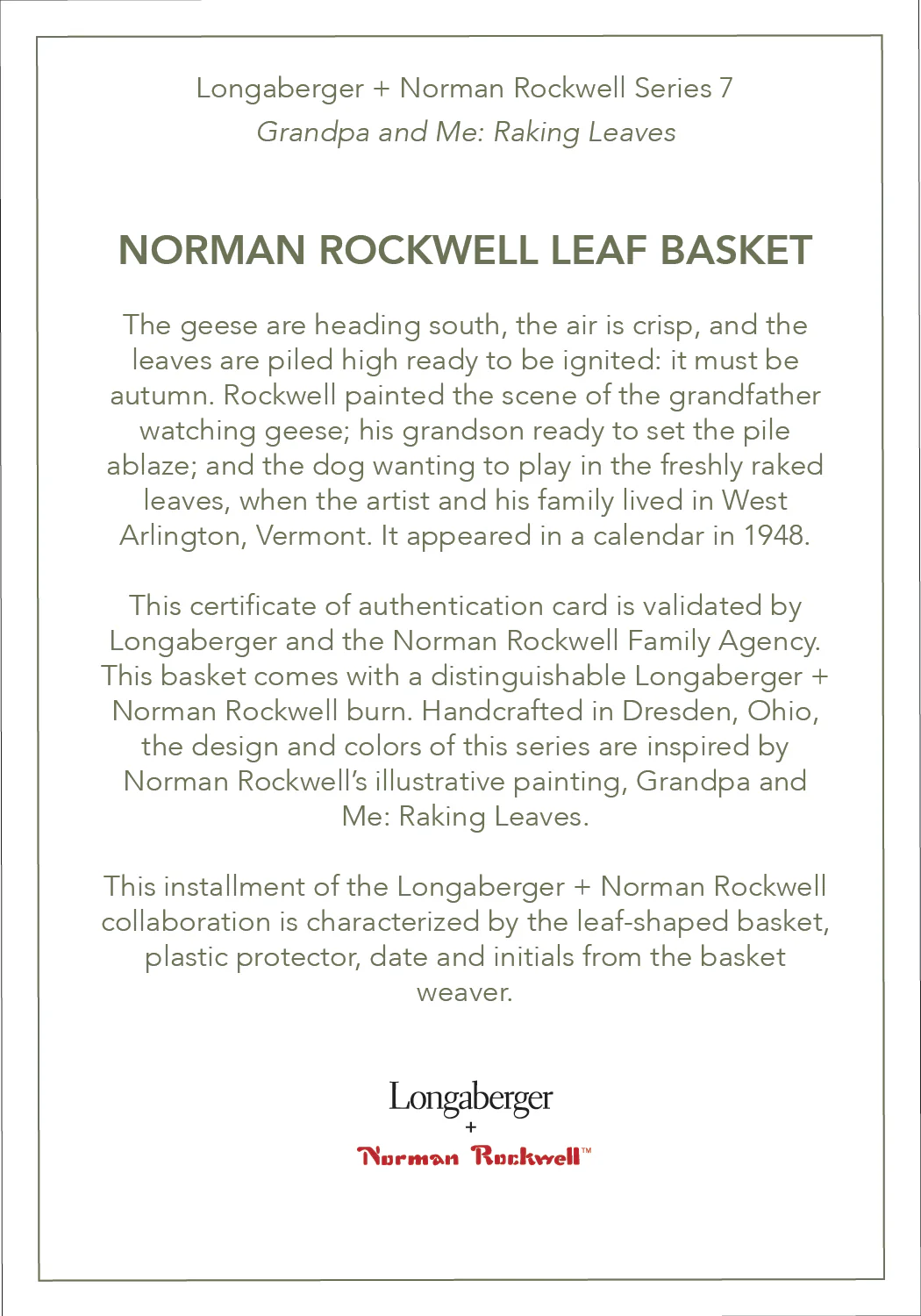 Norman Rockwell Leaf Basket with Protector - Light Brown - Image 6