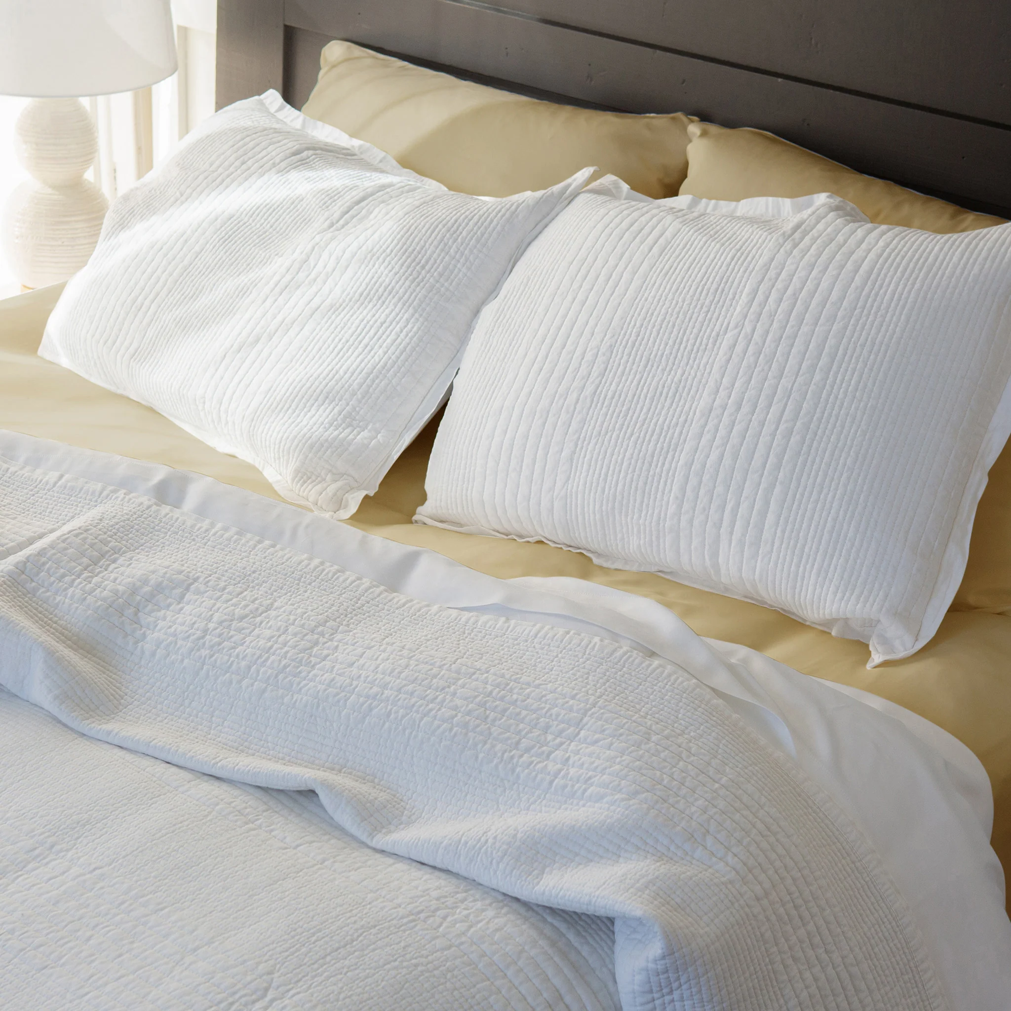 Longaberger 7-Piece Bedding Set - White Quilt with Sand Sheet Set - Image 3