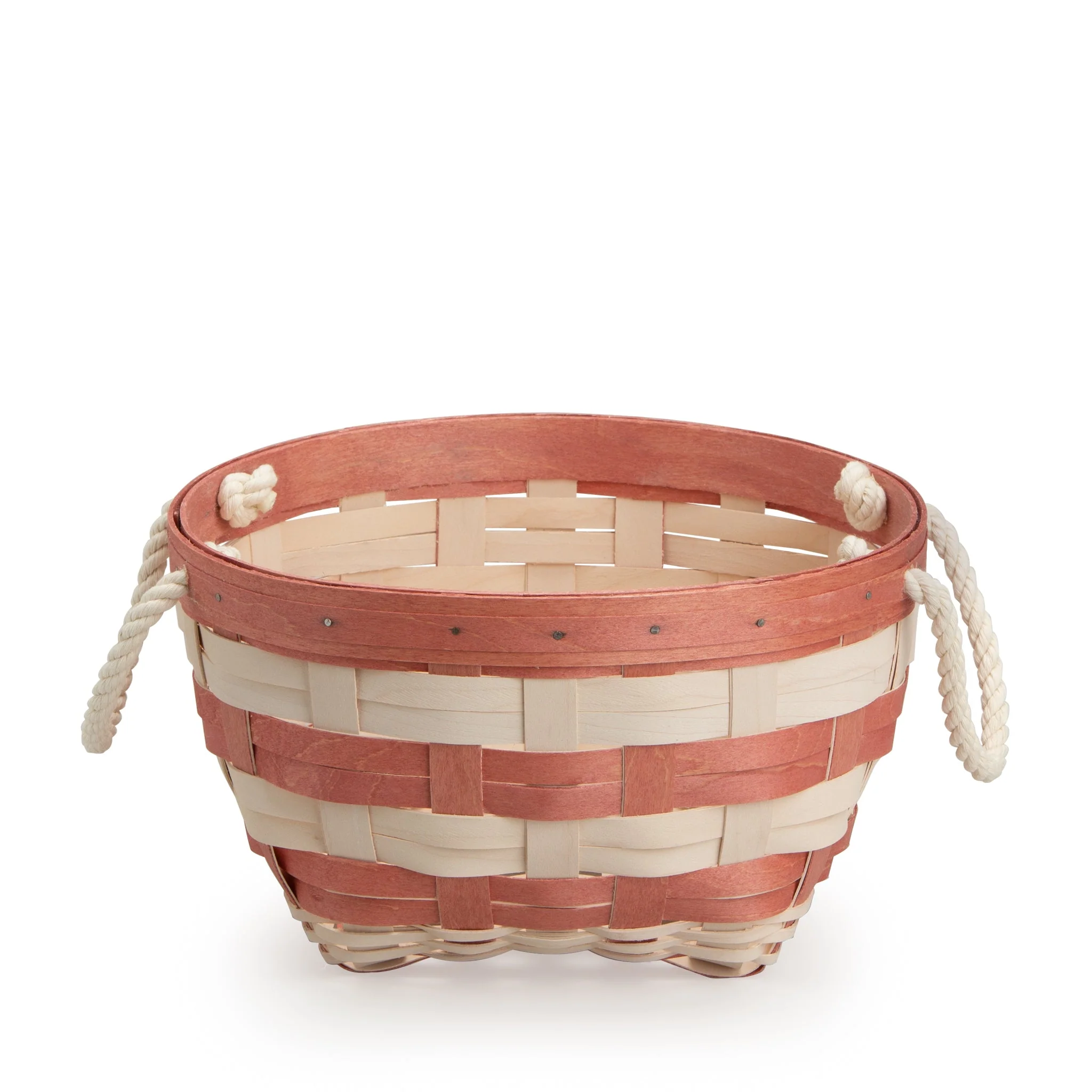 Medium Interstacking Rope Basket - Light Red Stripe - Image 2