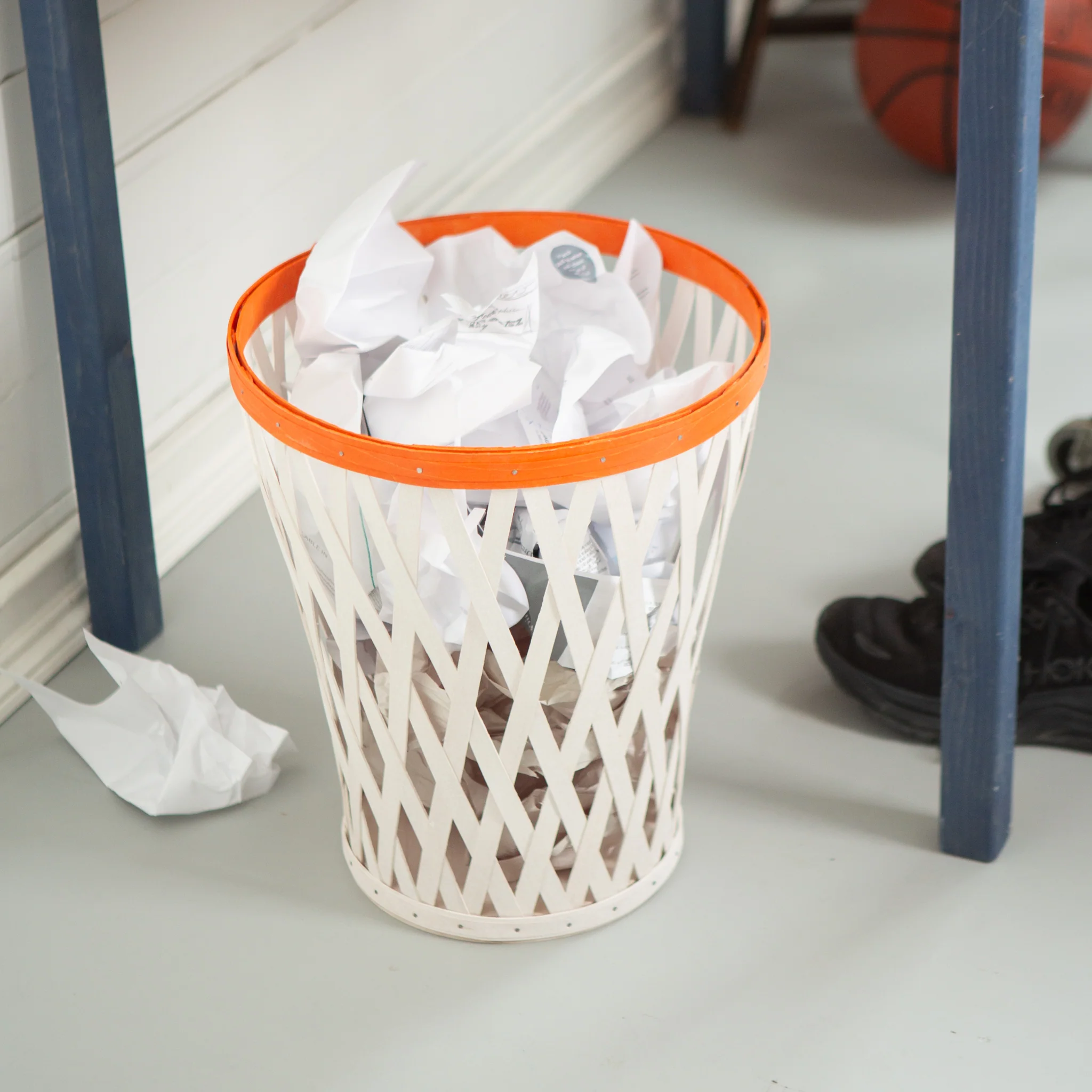 Basketball Medium Tapered Round Basket - Orange and White - Image 3