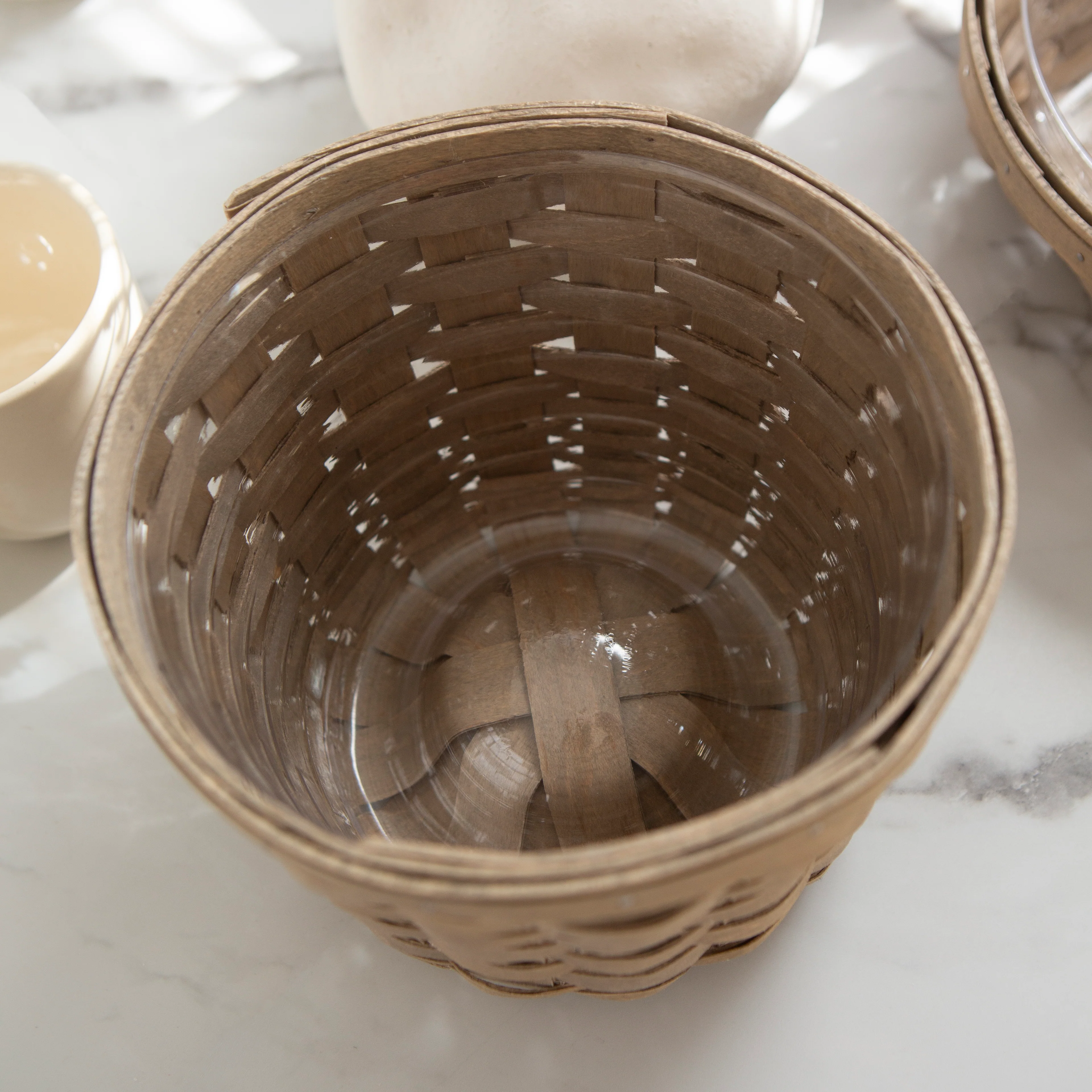 Medium Round Basket with Protector - Pale Grey - Image 2