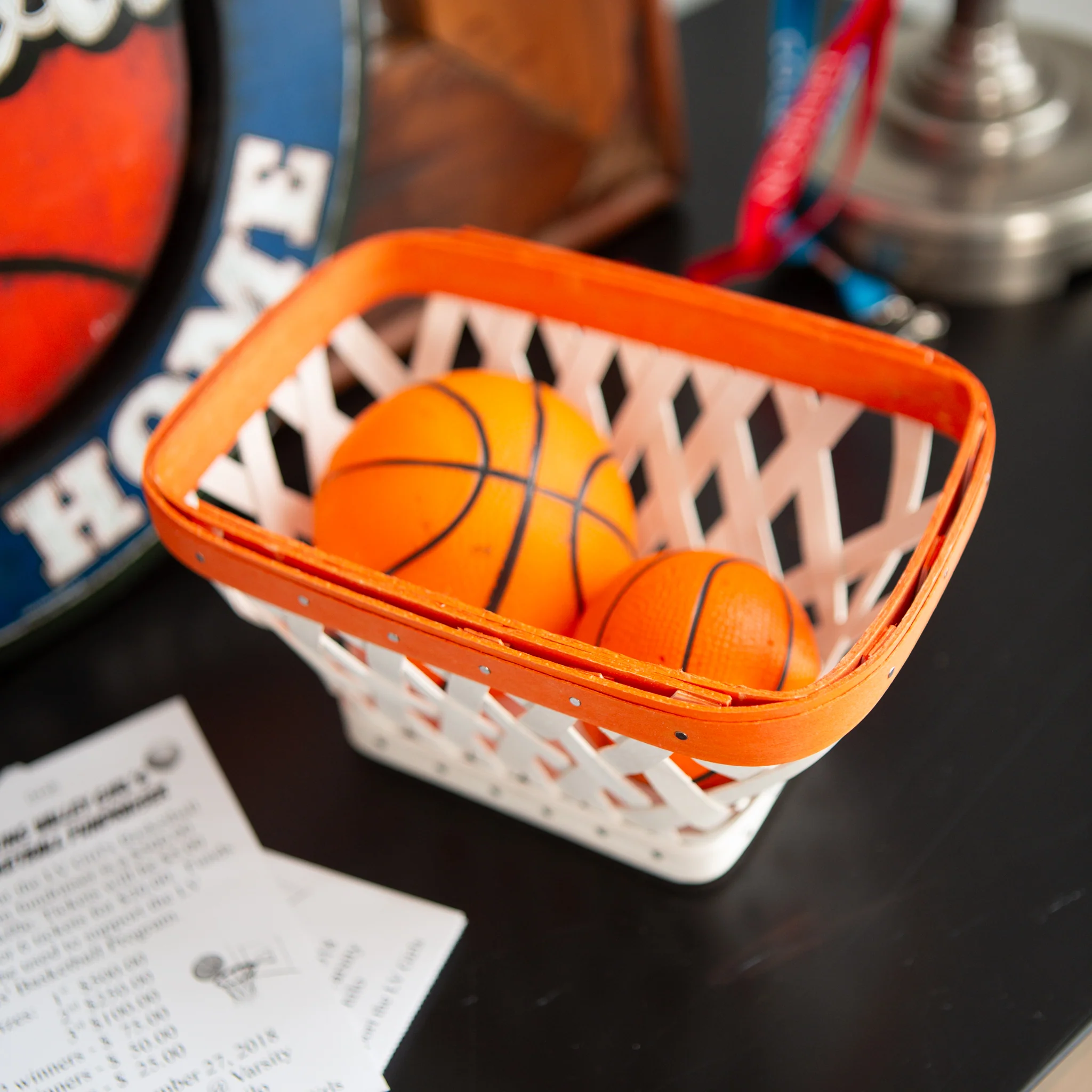 Basketball Small Tapered Rectangle Basket with Protector - Orange and White - Image 3