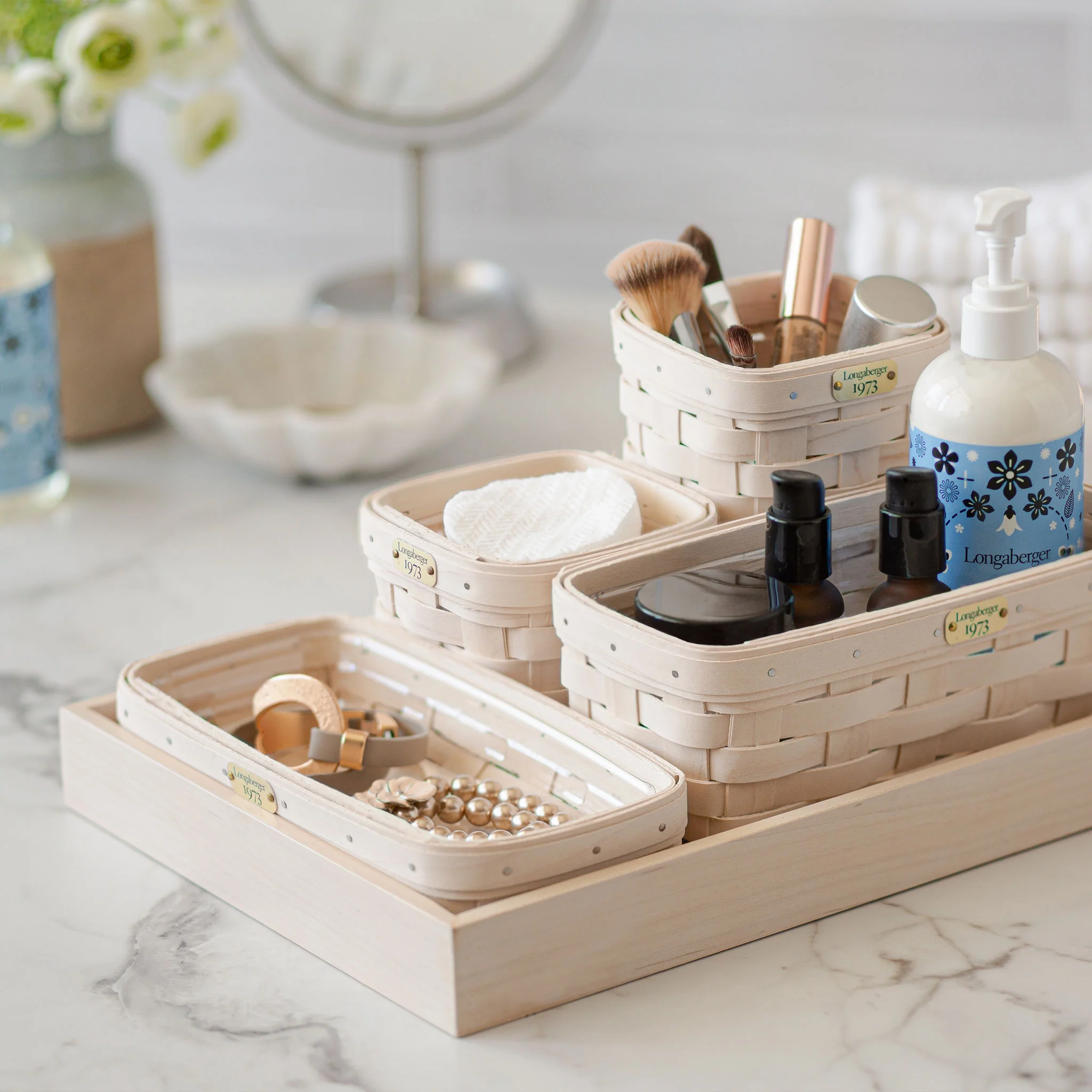 White 1973 Medium Wood Organizing Tray - Image 3