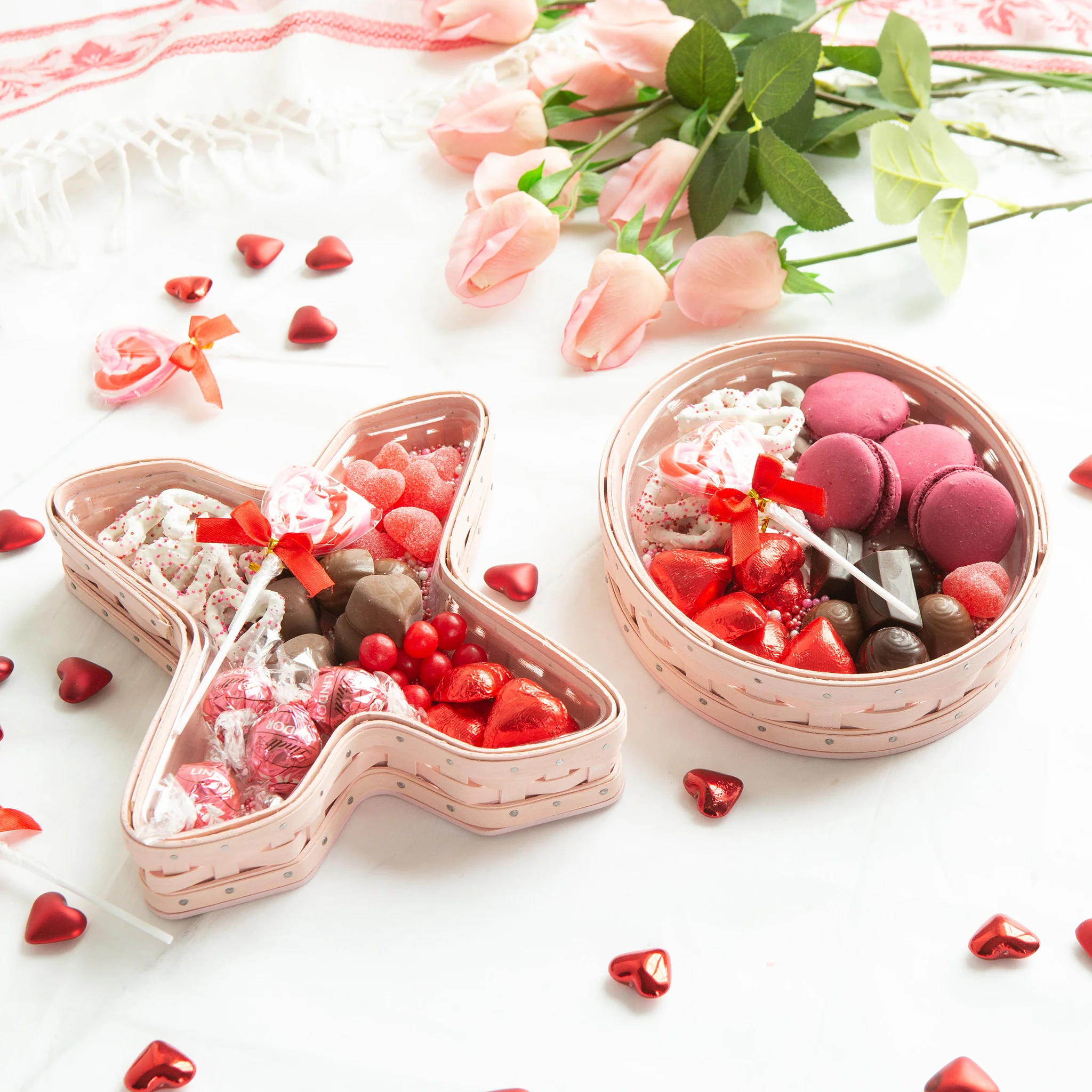 X and O Basket Set with Protectors - Pale Pink - Image 3